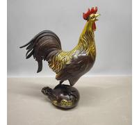 Statue de Coq en Laiton Creux, fabriquée à la Main, pour la décoration intérieure - Symbole Feng Shui d'abondance, ornée de Plumes délicates, idéale pour Un Bureau ou Une