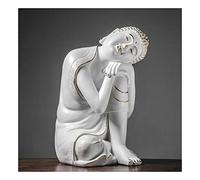 Statue de Couchage Blanche thaïlandaise d'asie du sud-est, Ornement Bouddhiste en résine, Petite Figurine de Bouddha pour décoration de Jardin et de Maison, Ornements Exquis et Non