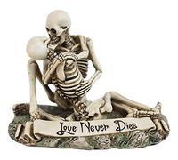 Statue de couple Ebros Love Never Dies Squelette embrassant par le cimetière 15,2 cm de large Day of The Dead Squelettes décoratifs de Saint-Valentin amoureux d'Ossuaire Macabre