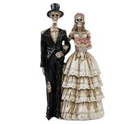 Statue De Couple Gothique - Sculpture Du Marié De La Mariée En Résine, Figurine De Vœu Squelette | Décoration D'affichage De Thème De Mariage Exquis, Figurines Squelettes Romantiques Pour La Chambre D