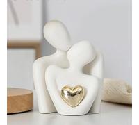 Statue de couple romantique en porcelaine, décorations esthétiques, sculptures de couple étreint, sculpture moderne en céramique pour salon, chambre à coucher, table basse, bureau, bibliothèque (blanc