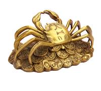 Statue de Crabe en Laiton Feng Shui, Sculpture de Crabe, Accessoires de décoration de de Maison, Sculpture d'art en Forme de Crabe, Porte-Bonheur en métal doré Chinois, en Laiton Pur