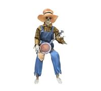 Statue de crâne de Cowboy, décoration de crâne souple et mobile, avec yeux brillants et musique, décoration pour porches, allées de jardin, granges, maisons hantées, décorations de vacances d'automne