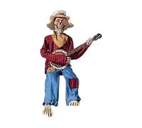 Statue de crâne de Cowboy, décoration de crâne souple et mobile, avec yeux brillants et musique, décoration pour porches, allées de jardin, granges, maisons hantées, décorations de vacances d'automne