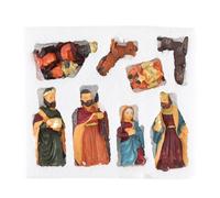 Statue de crèche de crèche en résine 8 x sculptures de Noël en résine pour chambre à coucher, salon, y compris Jésus, Marie et Joseph