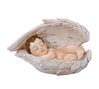 Statue de crèche de la Nativité | Statue religieuse artisanale | Figurine bébé endormi dans des ailes d'ange en résine pour table basse, rebord de fenêtre, table de chevet, vitrine, bibliothèque