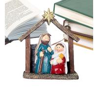 Statue de crèche de Noël de la Sainte Famille - Scène de crèche stable - Décoration de table détaillée - Figurine de naissance du Christ - Crèche de Noël religieuse pour la maison, l'église, le bureau