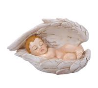 Statue de crèche - Figurine spirituelle en résine, bébé endormi dans des ailes | Sculpture chrétienne miniature avec design doux, décoration inspirée de la foi pour table basse, bibliothèque, table de