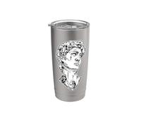 Statue de David x Tatoué x Triste x Rose Blackwork Gobelet isotherme en acier inoxydable double paroi