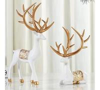 Statue De Décoration De Renne De Noël 2 Pièces, Sculpture En Résine De Renne Debout Et Assis, Décoration De Vacances Et De Noël Pour La Maison, Fournitures De Centres De Table De Cerf De Noël ,White