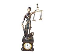 Statue de déesse de la justice, sculpture décorative en résine avec horloge | Statue de bureau d'avocat | pour collectionneurs, bibliothèque, rebord de fenêtre, coiffeuse, table de chevet, étude