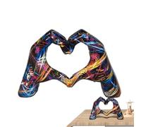 Statue De Doigt D'amour - Sculpture De Geste D'amour En Graffiti Coloré | Statue Moderne De Coeur D'amour | Sculptures Colorées De Main De Coeur De Peinture | Décoration De Salle D'ornement De Mariage