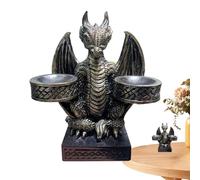 Statue De Dragon - Artisanat Artisanal En Résine, Support D'affichage DualSphere, Détails De Texture Mythique, Accent De Créature Symbolique, Sculpture Décorative | Ornement Enchanteur Pour Les Étagèr