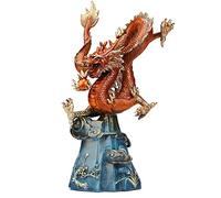 Statue de dragon chinois Feng Shui en laiton - Figurines de sculpture - Décoration de bureau à domicile - Décoration de table - Ornements de collection for la richesse et le succès - Cadeaux porte-bon