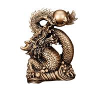 Statue de dragon chinois, statue Feng Shui, symbole prospérité selon le, sculpture en résine for la chance et succès, pouvoir, noblesse(Brass)