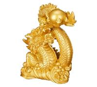 Statue de dragon chinois, statue Feng Shui, symbole prospérité selon le, sculpture en résine for la chance et succès, pouvoir, noblesse(Gold)