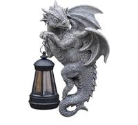 Statue De Dragon Extérieure - Figurines De Jardin En Résine, Sculpture De Créatures Mythiques | Ornement D'éclairage De Décoration De Dragons Fantaisie, Statues Décoratives De Jardinage De C