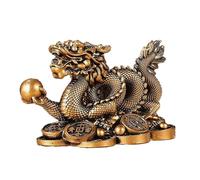 Statue de dragon Feng Shui 2024 en or, figurines de dragon chinois, sculpture de dragon du Nouvel An, attire la richesse, la prospérité et la bonne chance pour le bureau et la maison Bronze antique
