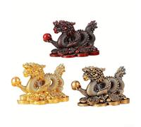 Statue de dragon Feng Shui en résine pour bureau ou étagère Promouvoir la richesse et le succès (set)