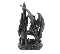 Statue de Dragon, Figurine de Dragon en Résine Exquise et Vive pour Accessoire d'halloween, Parfaite pour la Décoration de Jardin et la Décoration Intérieure (Château Dragon A,