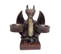 Statue de Dragon - Figurines de Dragon Assis avec Double Support de Boule, Accessoires de décoration d'intérieur | Porte-Boule de, Porte-Bougie, Organisateur de clés, Sculpture Fantastique