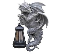 Statue de dragon solaire d'extérieur | Lampe solaire dragon | Statue de jardin dragon avec lanterne solaire | Figurine de dragon solaire | Lampe de sculpture de dragon à énergie solaire | Statue de