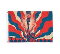 Statue de drapeaux pour extérieur, torche vintage patriotique avec lignes rayonnantes, bannière décorative pour extérieur, terrasse, camping, porche, 0,9 x 1,5 m