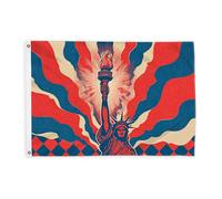 Statue de drapeaux pour l'extérieur, torche vintage patriotique avec lignes rayonnantes, bannière décorative d'extérieur avec œillets décoratifs pour balcon, terrasse, jardin, entrée, maison, 6,1 x