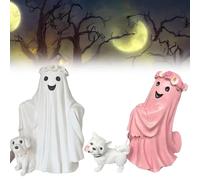 Statue de fantôme d'Halloween qui marche - Figurines fantômes effrayantes d'Halloween - Statue de fantôme avec sculpture de chien pour décorations d'Halloween d'intérieur et d'extérieur - Pour la