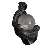 Statue de faucheuse avec chauve-souris volante - Figurine gothique lumineuse - Décoration d'Halloween - Sculpture de faucheuse effrayante - de cristal LED pour bibliothèque, bureau, (Bleu, One Size)