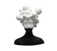 Statue de femme abstraite en noir et blanc, sculpture de femme mystérieuse simple, figurine de femme exquise, statue de méditation humaine en résine créative, grande sculpture décorative(Large)