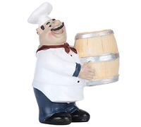 Statue de Figurine de Chef, Adorable Support pour Cure-dents de Chef en Résine pour Décoration de Table dans un Bistro et une Boulangerie, Artisanat Rustique fabriqué à la Main, 10,4 X 7,6 X