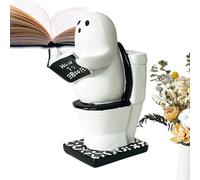 Statue de figurine fantôme | Livre de lecture fantôme drôle sur la sculpture des toilettes | Décor gothique mignon d'Halloween pour la maison, le bureau, le bureau et la fête | Décoration des é