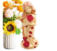 Statue de fille destinée au bureau, statue de fille avec rose | Petites figurines en résine Statue mignonne Objets de décoration pour femmes Bibliothèque Couronne et cadeau de pendaison de crémaillère