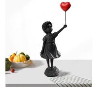 Statue de fille en ballon volant, figurine de fille avec ballon, Oeuvre Sculpture Moderne, Figurines de collection en résine, ballon cœur rouge pour améliorer les décorations de chambre à coucher, de