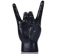 Statue de geste de roche en résine noire de 7,7 po - Sculpture de table décorative pour amateurs de musique de culture rock pour bibliothèque, bureau et décoration de cheminée à la maison ou au bureau