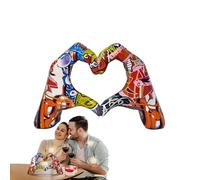 statue de geste, - mains sculpture coeur , peinture colorée sculptures à la main geste , figurines pop art étagère de table de mariage | Multipurpose Outdoor Indoor Utility