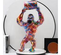 Statue de gorille colorée fabriquée à la main - Figurine d'animal mignon pour décoration de maison et de bureau, bureau, étagère, bibliothèque, décoration de table (B, taille unique)