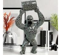 Statue de gorille colorée, jolie sculpture de gorille, 29 x 15 cm, figurine d'animal pour décoration de maison et de bureau, salon, chambre, bureau, décoration de table, cadeau pour les amateurs de