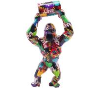 Statue de gorille fabriquée à la main - Figurine d'animal colorée de 29 cm - Décoration unique de bureau et d'étagère, cadeaux pour les amateurs de gorille, décoration de bureau à domicile et étagère