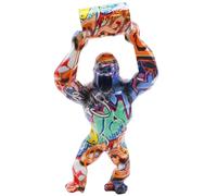 Statue de gorille fabriquée à la main - Figurine d'animal colorée de 29 cm - Décoration unique de bureau et d'étagère, cadeaux pour les amateurs de gorille, décoration de bureau à domicile et étagère