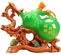 Statue de Gourde WU Lou Feng Shui en résine, Sculpture WU Lou/Hu Lu avec/Pi Yao, décorations de Bureau à Domicile, Attire la Richesse la Chance, Cadeau, Vert