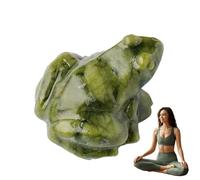 Statue de Grenouille Porte-Bonheur - Sculptures de Grenouilles en Jade, décoration de Table décorative, Figurine d'animal réaliste pour Chambre à Coucher, décoration de méditation de Noël