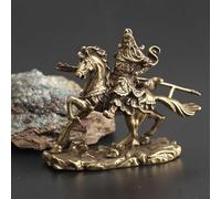 Statue de Guan Gong chinois en cuivre pur, 54 x 21 x 51 mm, décoration d'intérieur pour table, bureau, artisanat antique fait à la main pour les amateurs de décoration de maison et de jardin