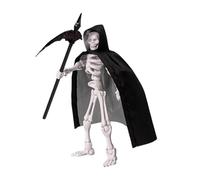 Statue de guerrier squelette - Interface d'arme modulaire, structure osseuse polymère imprimée 3D, figurine de soldat mort mobile, cape amovible en fibre synthétique | Modèle de montage pour étudiants