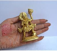 Statue de Hanuman en laiton - Idole Murti - Seigneur Bajrangbali - Dieux hindous pour décoration de la maison - Idole de divinité - Cadeau (Hanuman 8,9 cm, 200 g) - Laiton Anjaneya Pavanputra Moorti