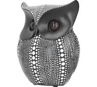 Statue de hibou Sculpture animalière innovante en résine Ornement Artisanat d'art pour la décoration de bureauBS1028 Noir avec taches blanches