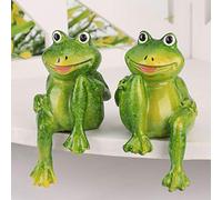 Statue de Jardin de Grenouille, 2 pièces Statue de Grenouille Verte Assise, Mini Figurine Accessoire de Sculpture en résine pour Jardin intérieur décoration extérieure, 7,5 cm
