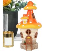 Statue de jardin en forme de champignon à énergie solaire, sculpture en résine de maison de champignons - Statue de jardin en résine avec lumières, ornements de figurine de maison de champignons pour