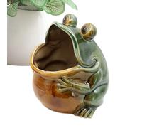 Statue de jardin en forme de grenouille en céramique à grande bouche, mignonne créative, animal de bureau, décoration de salon, statuettes d'ornement de voiture, figurines de jardin